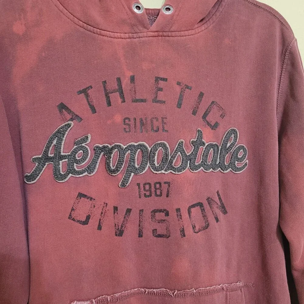VTG Y2K Aeropostale‎ Hoodie Sz S Grunge Maroon Pullover Worn in Look Comfy